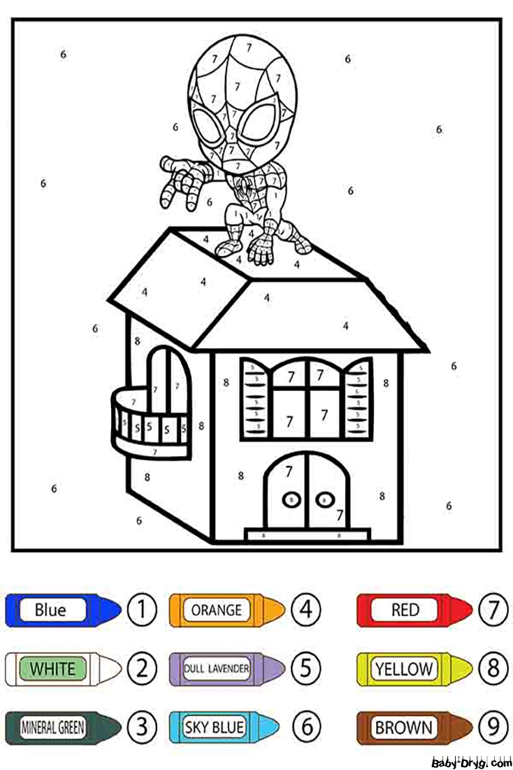 Spider Man Climbing Color By Number Color By Number Coloring Pages