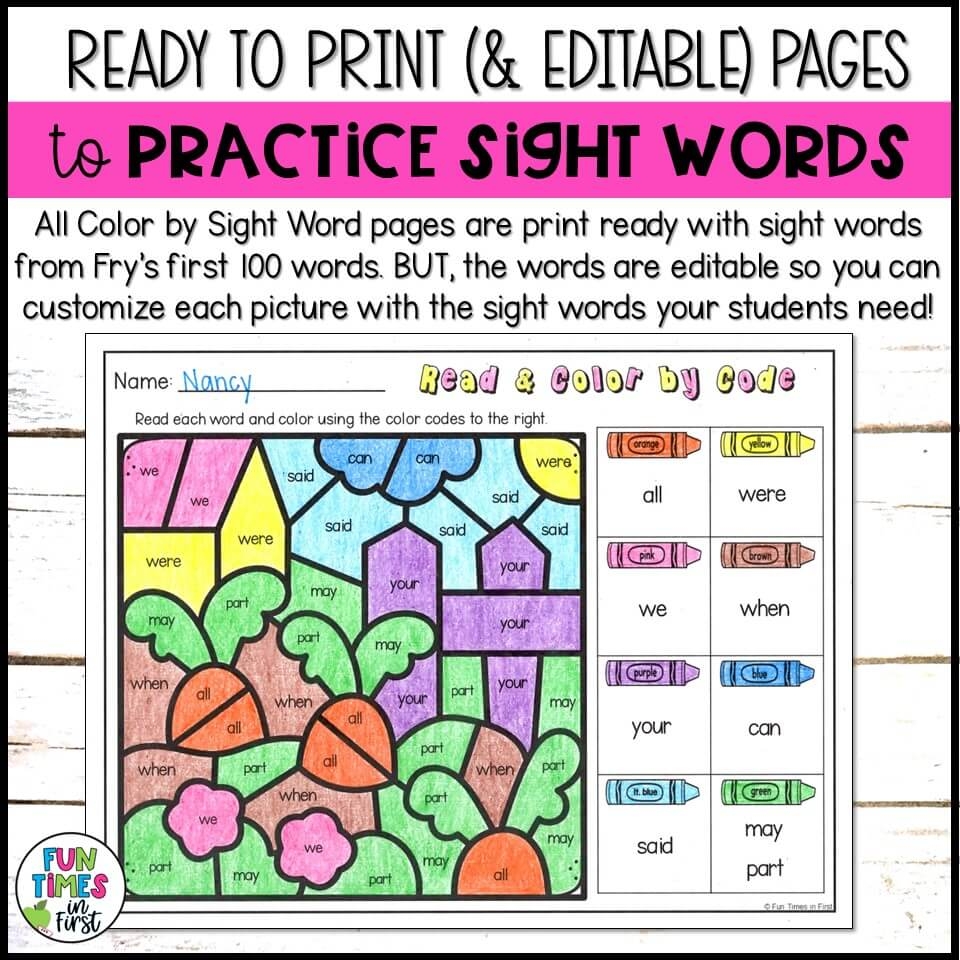 spring color by sight word