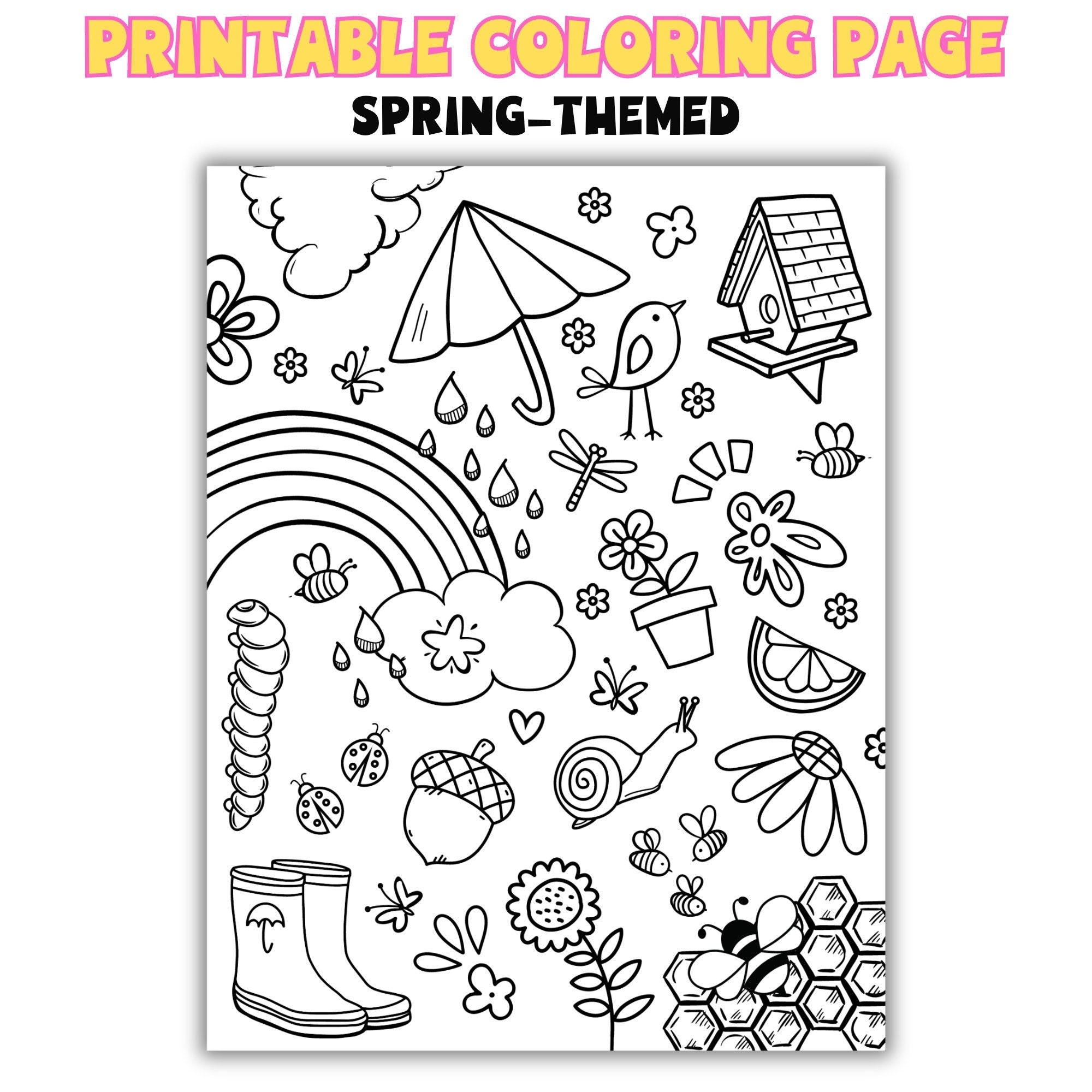 Spring Coloring Page Printable Kids Activities Etsy Spring Coloring Page Printable Kids Activities Etsy