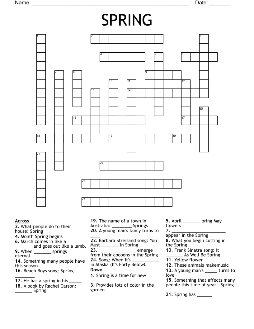 SPRING Crossword WordMint