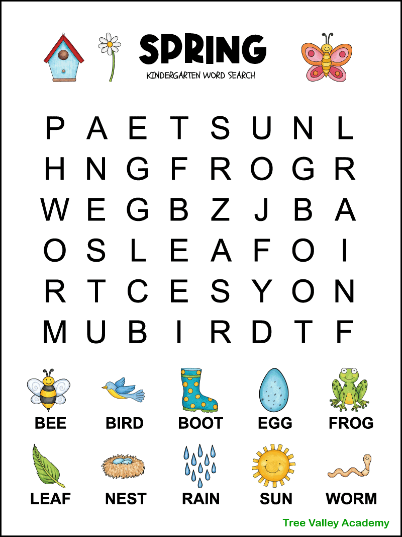 word search printable for kids