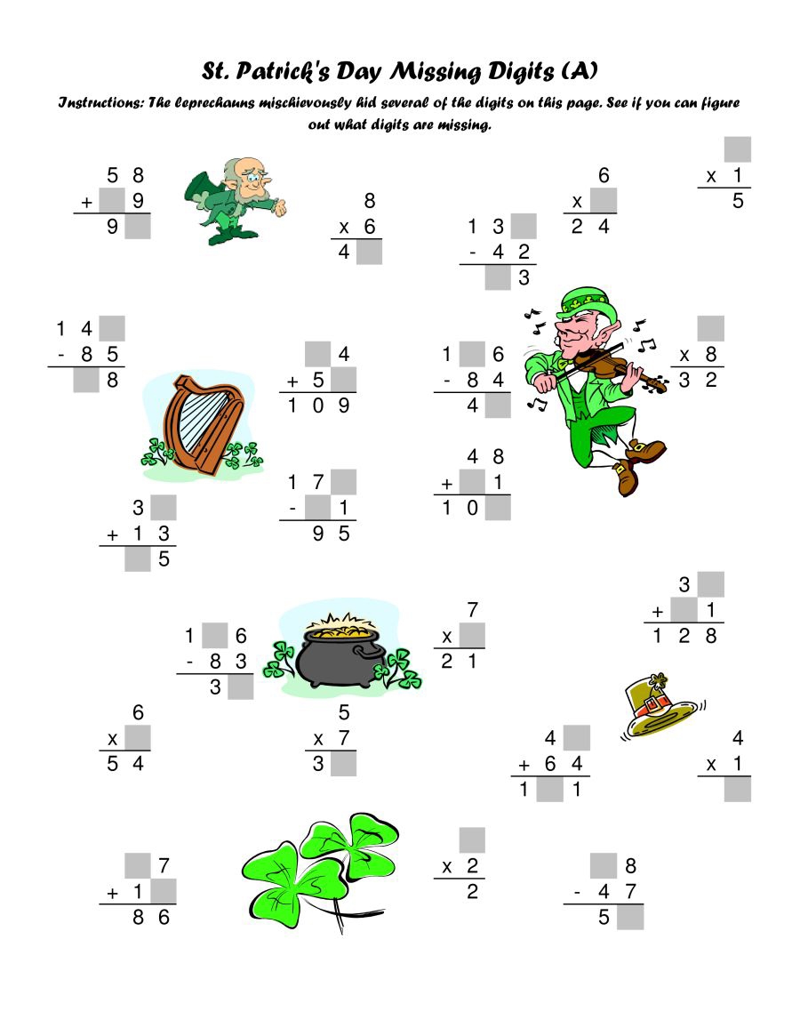 st patricks day math worksheet st patricks day math worksheet