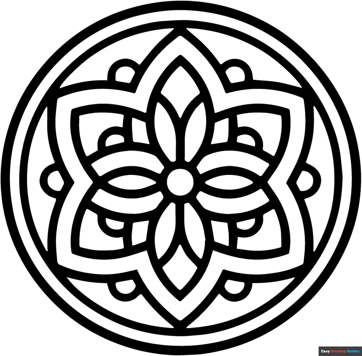 Stained Glass Mandala Coloring Page Easy Drawing Guides