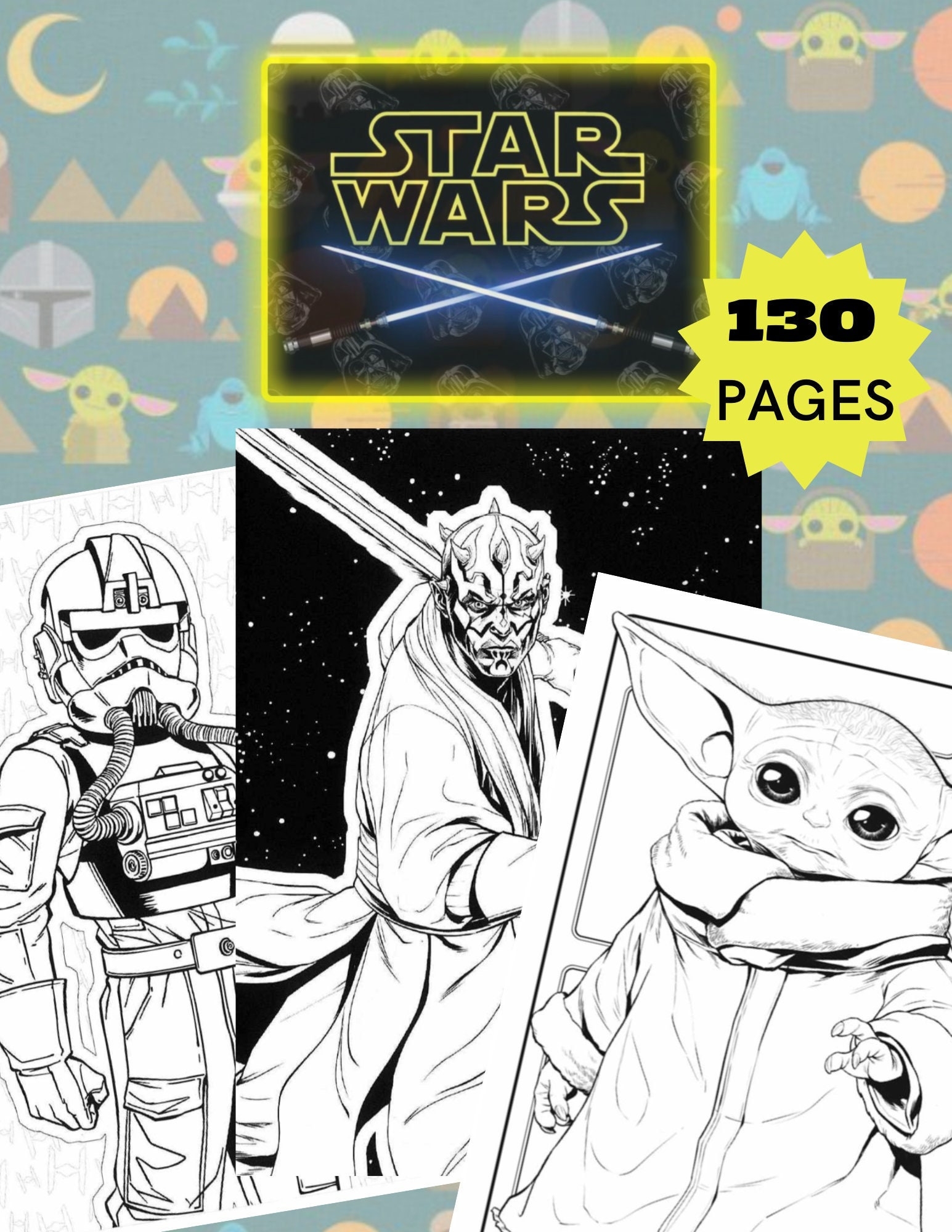 Star Wars Coloring Book 130 Pages All Ages PDF Etsy Star Wars Coloring Book 130 Pages All Ages PDF Etsy