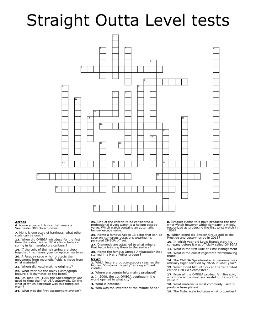 Straight Outta Level Tests Crossword WordMint Straight Outta Level Tests Crossword WordMint