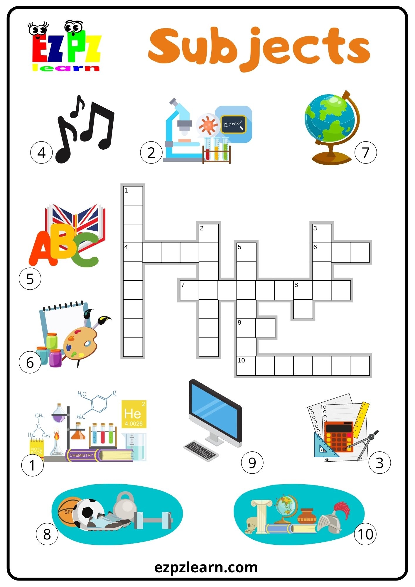 Subjects Crossword Ezpzlearn Worksheets Library Subjects Crossword Ezpzlearn Worksheets Library