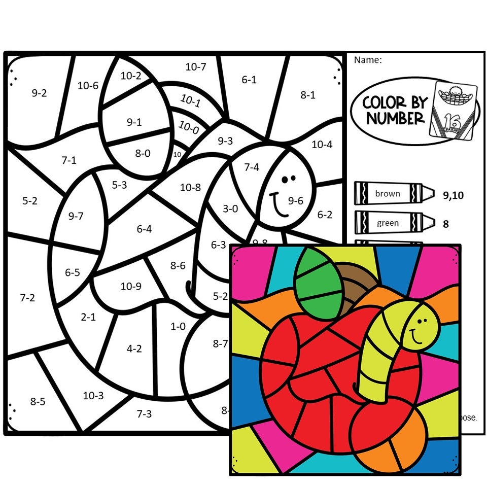 Subtraction Color By Code Subtraction Color By Number Subtraction To 10 Subtraction Within 10 Math Coloring Sheets Pages Classful