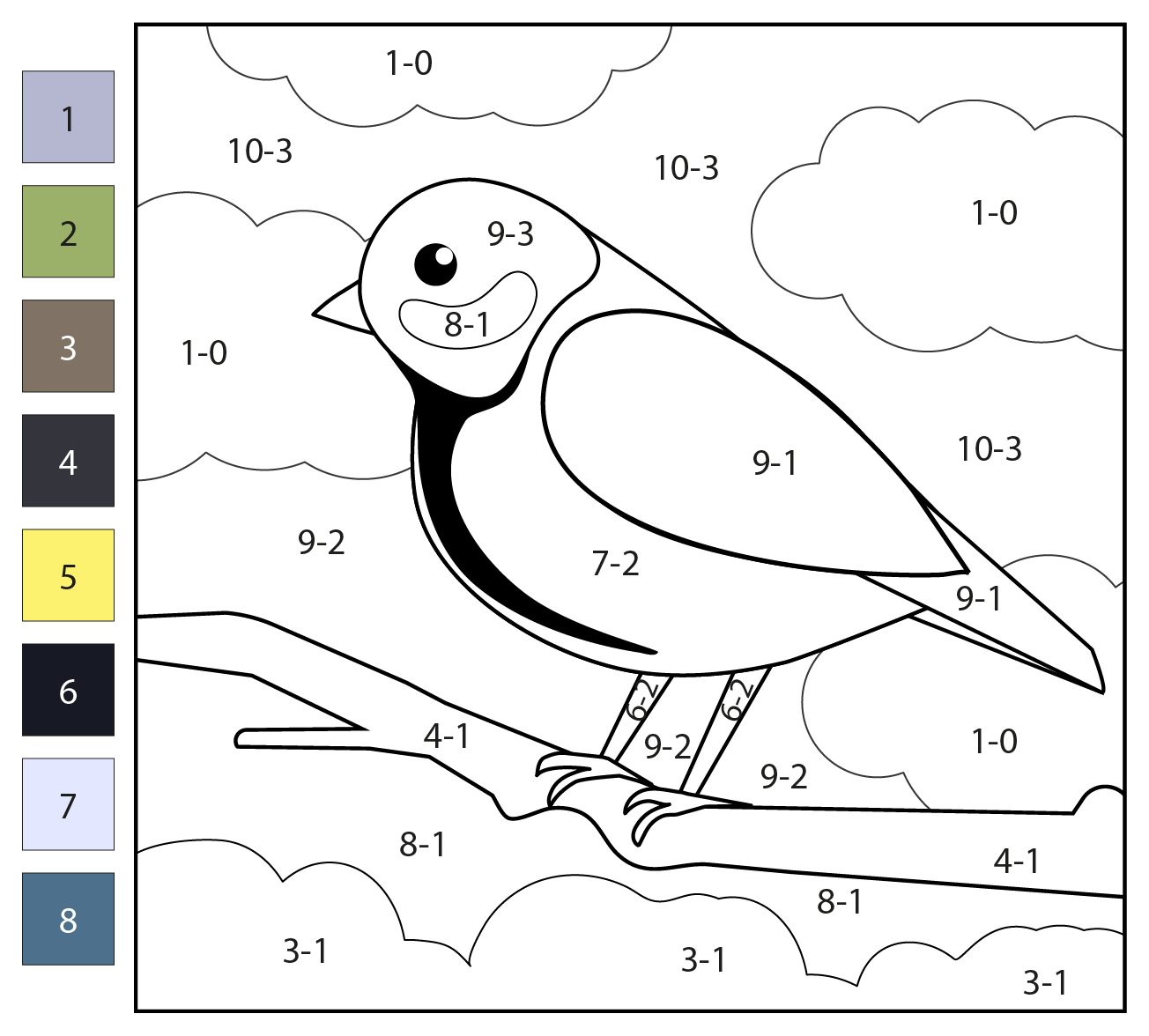 Subtraction Color By Number Tit Coloring Page Free Printable