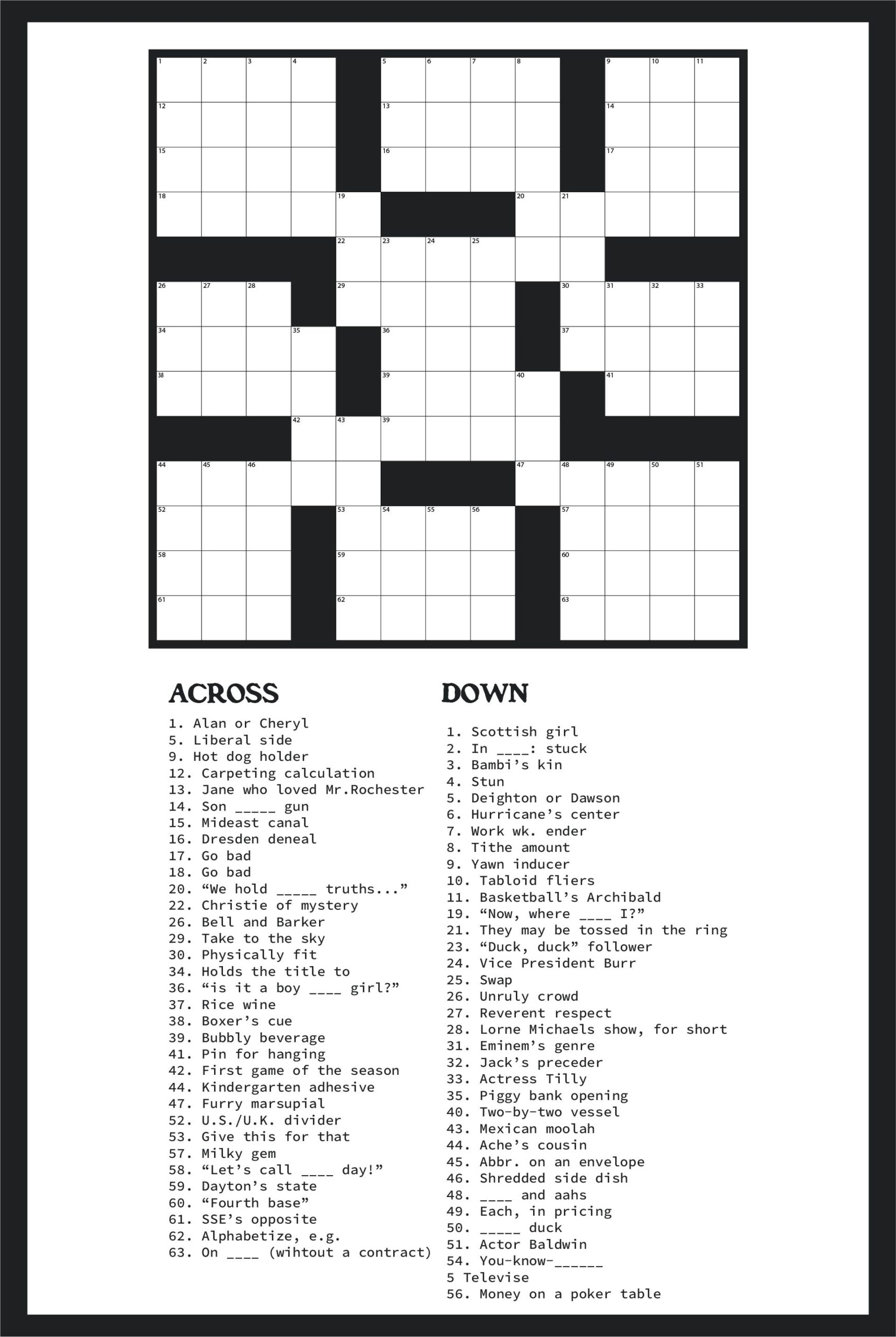 easy large print crossword puzzles