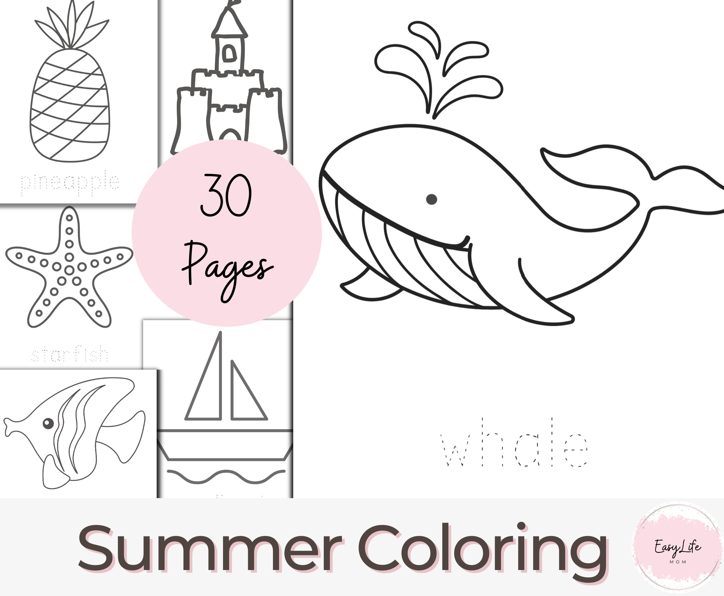Summer Coloring Pages 30 Simple Preschool Printables PDF Etsy Israel
