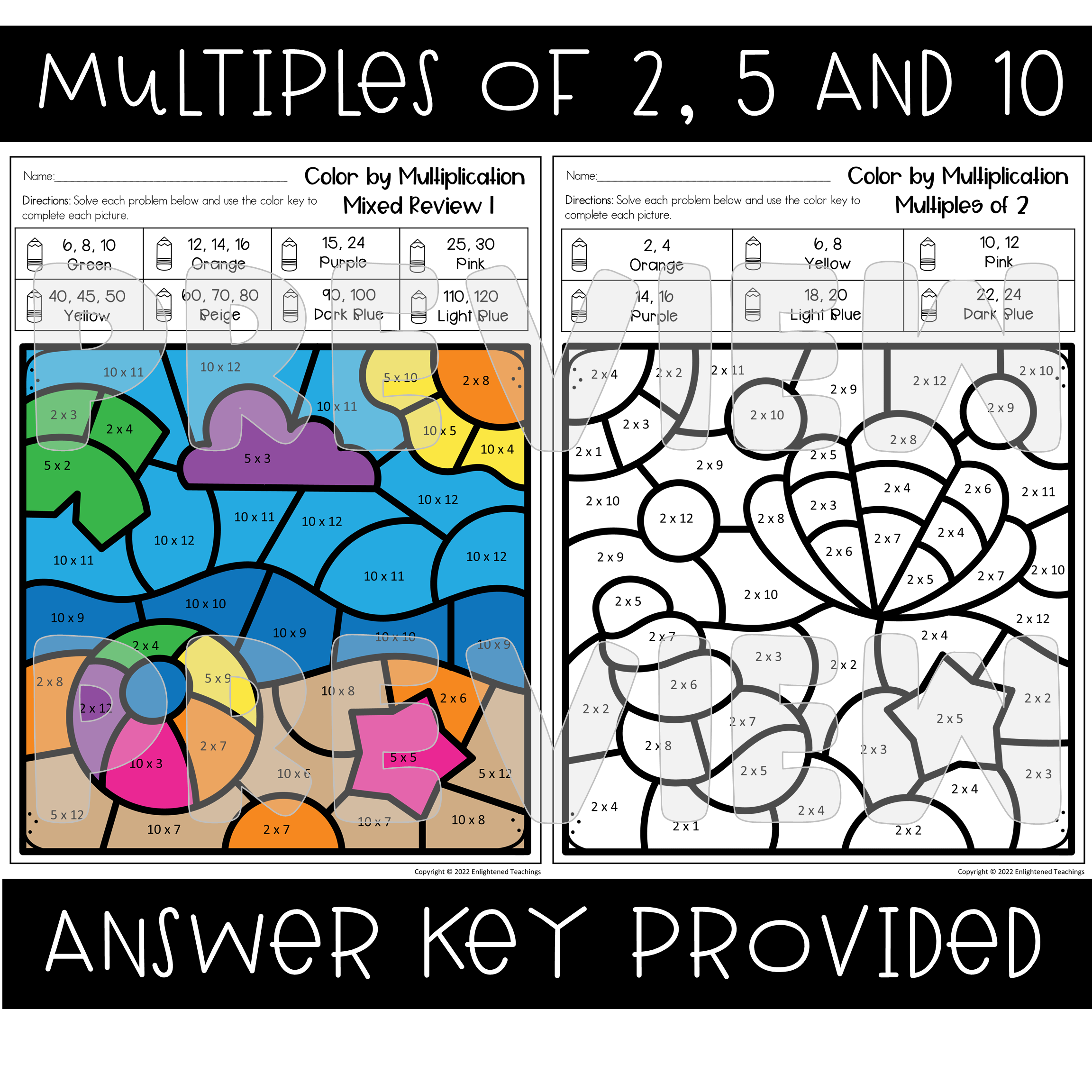 Summer Multiplication Color By Code Number NO PREP Coloring Worksheets Made By Teachers