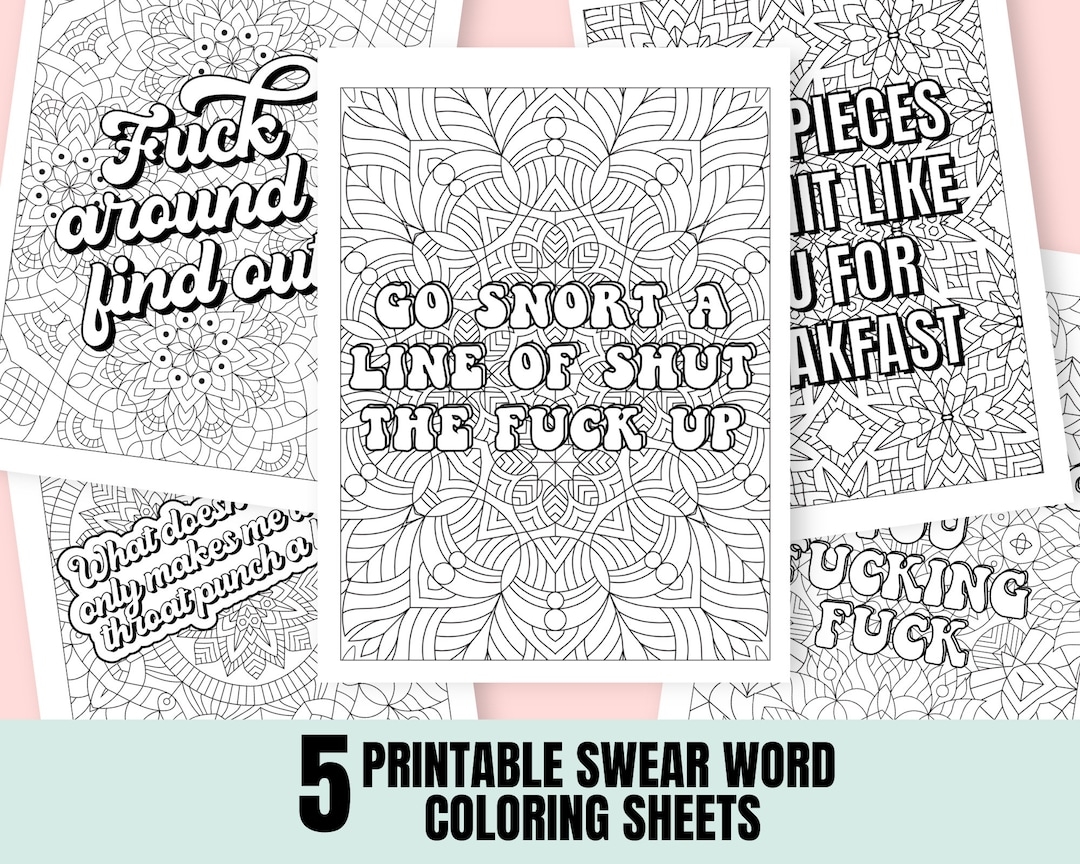 Swear Words Coloring Pages Adult Coloring Pages Printable Coloring Pages For Adults Printable Coloring Sheets Downloadable Coloring Book Etsy