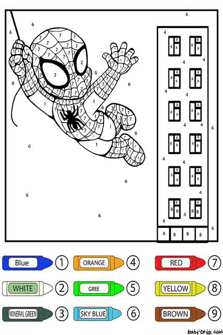 spider man color by number