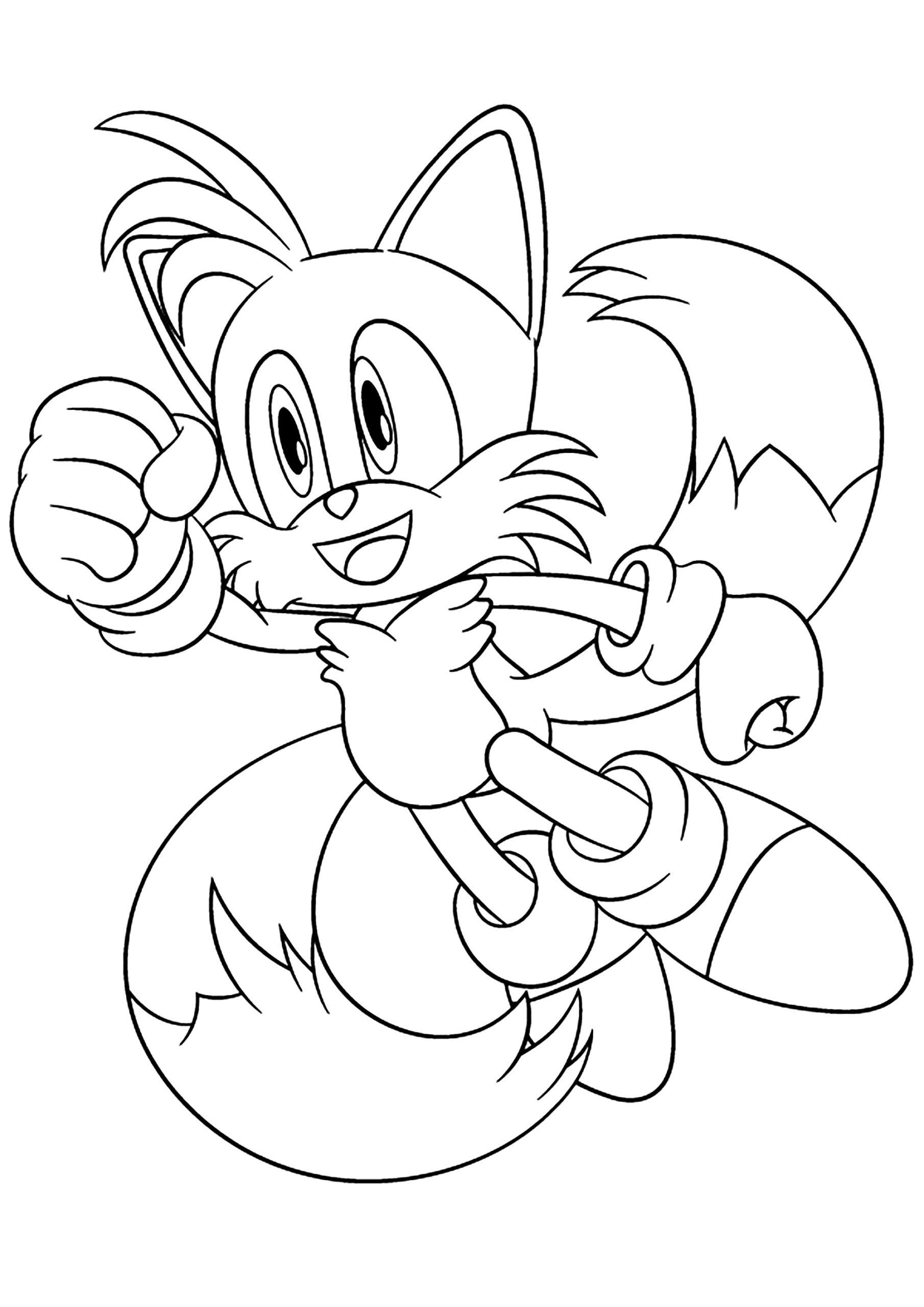 Tails The Fox In Full Jump Sonic Coloring Pages