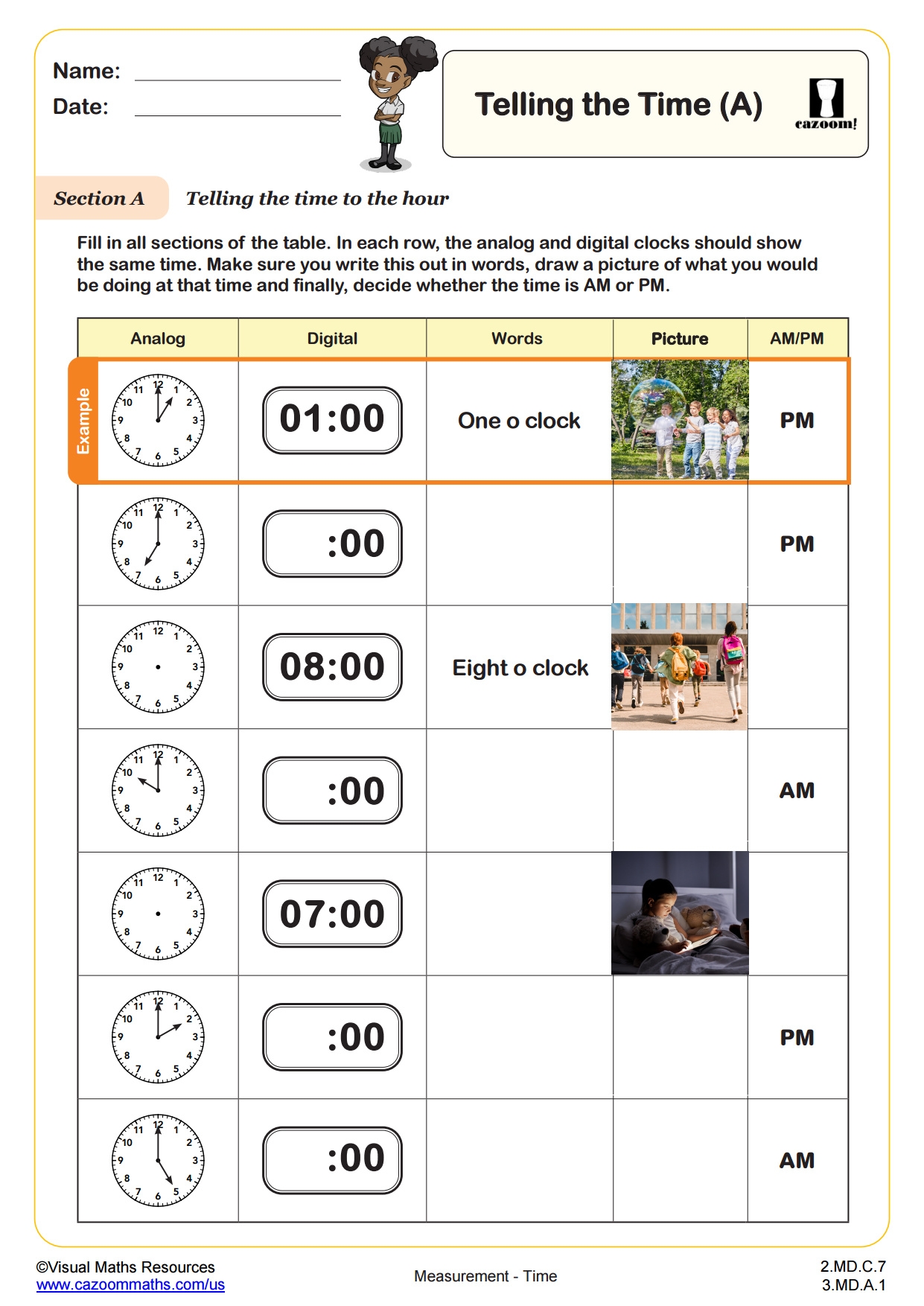 Telling The Time A 2nd Grade PDF Measurement Worksheets Cazoom Math Telling The Time A 2nd Grade PDF Measurement Worksheets Cazoom Math