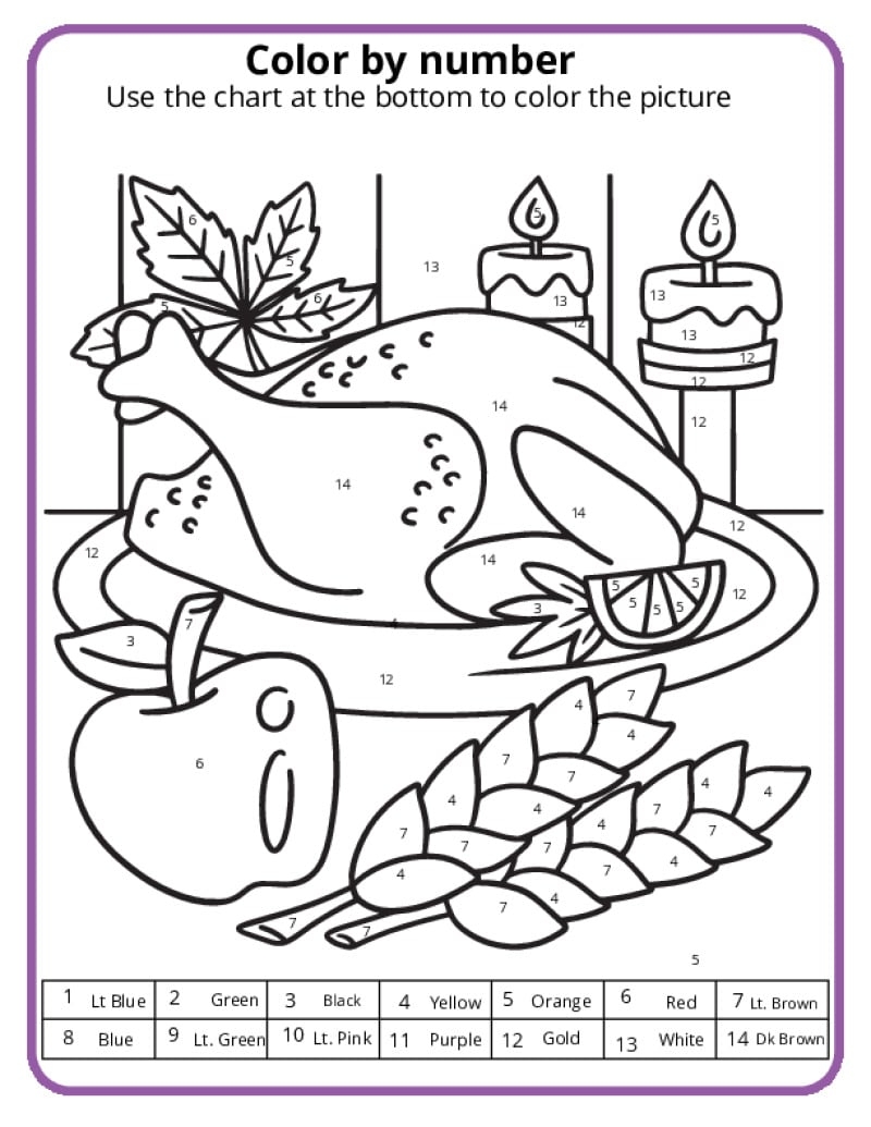 thanksgiving math color by number