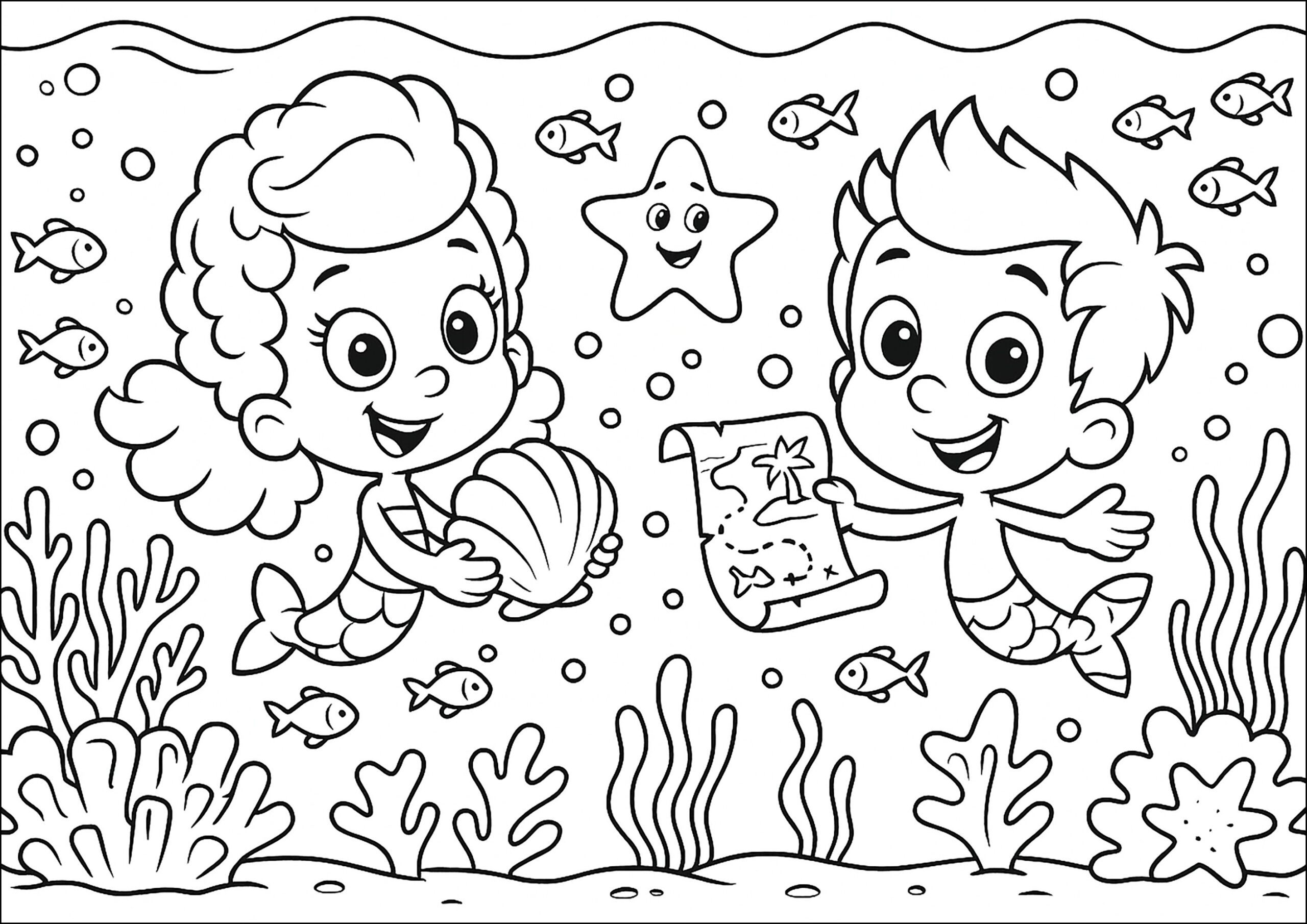 The Bubble Guppies On A Treasure Hunt Bubble Guppies Coloring Pages The Bubble Guppies On A Treasure Hunt Bubble Guppies Coloring Pages