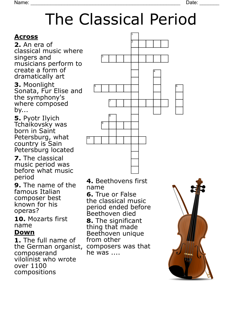 The Classical Period Crossword WordMint