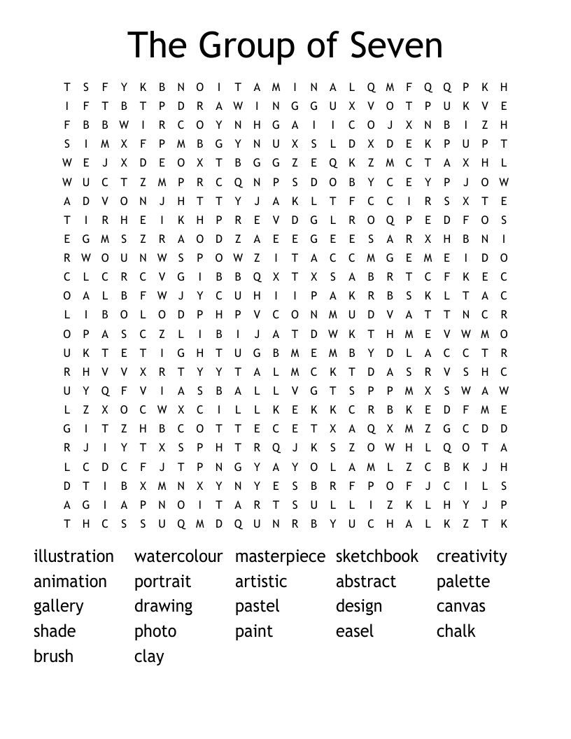 The Group Of Seven Word Search WordMint