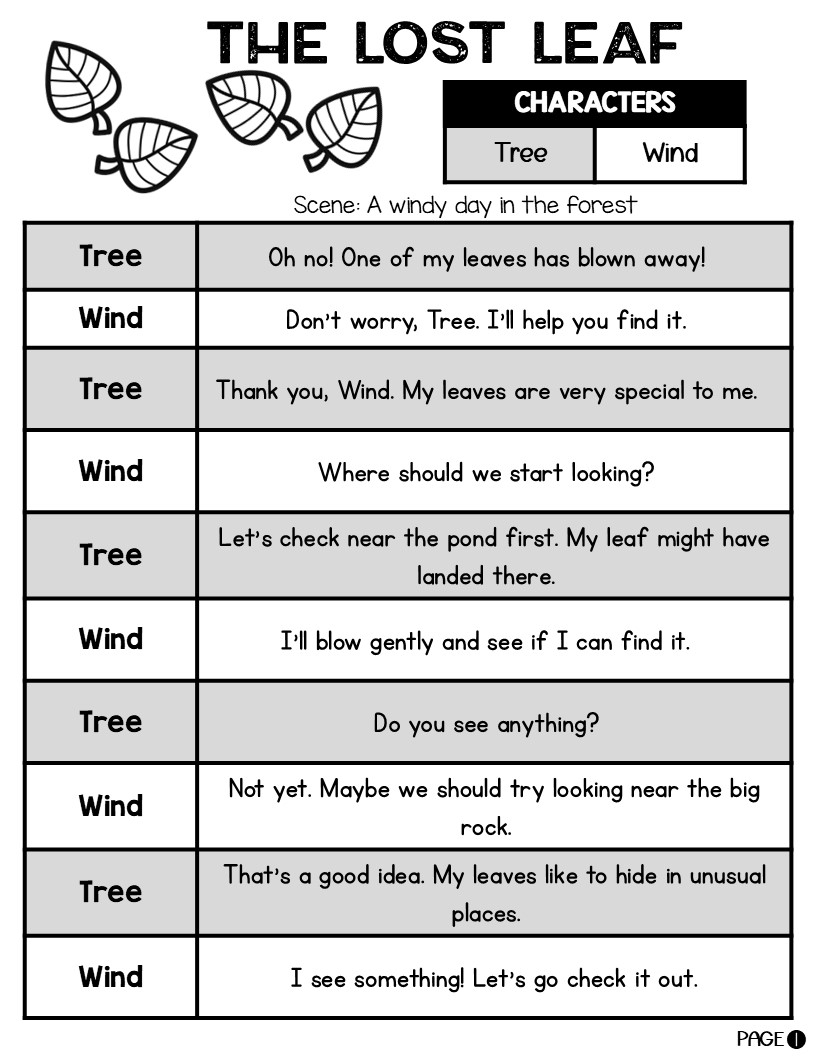 The Lost Leaf Fall Themed Reader s Theater Script For 2nd Grade Teaching Ideas Made Easy