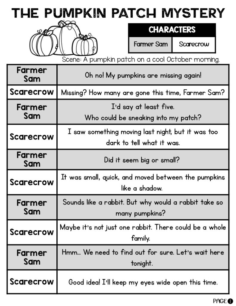 The Pumpkin Patch Mystery Fall Themed Reader s Theater Script For 2nd Grade Teaching Ideas Made Easy The Pumpkin Patch Mystery Fall Themed Reader s Theater Script For 2nd Grade Teaching Ideas Made Easy