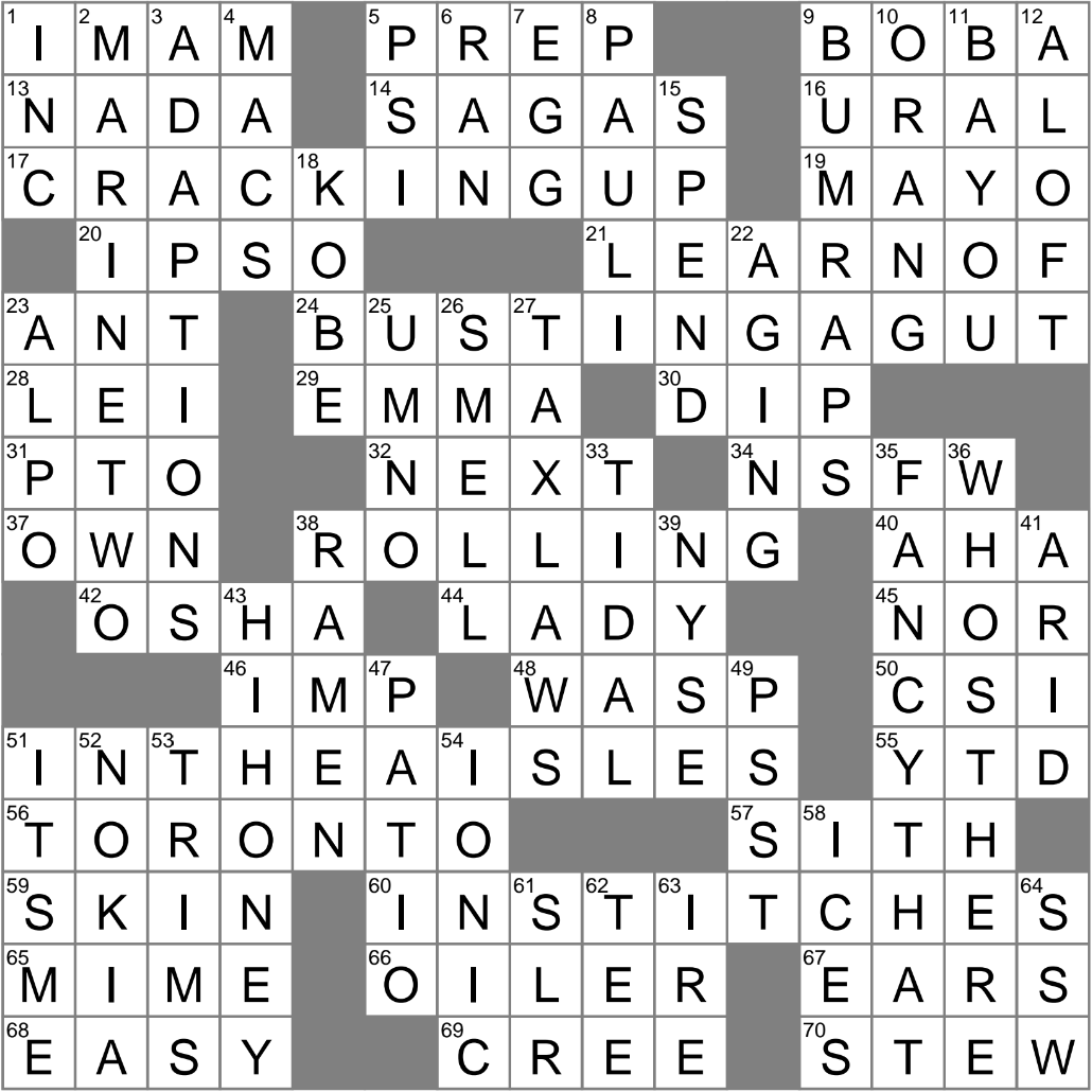 Tired Initials Crossword Clue Archives LAXCrossword