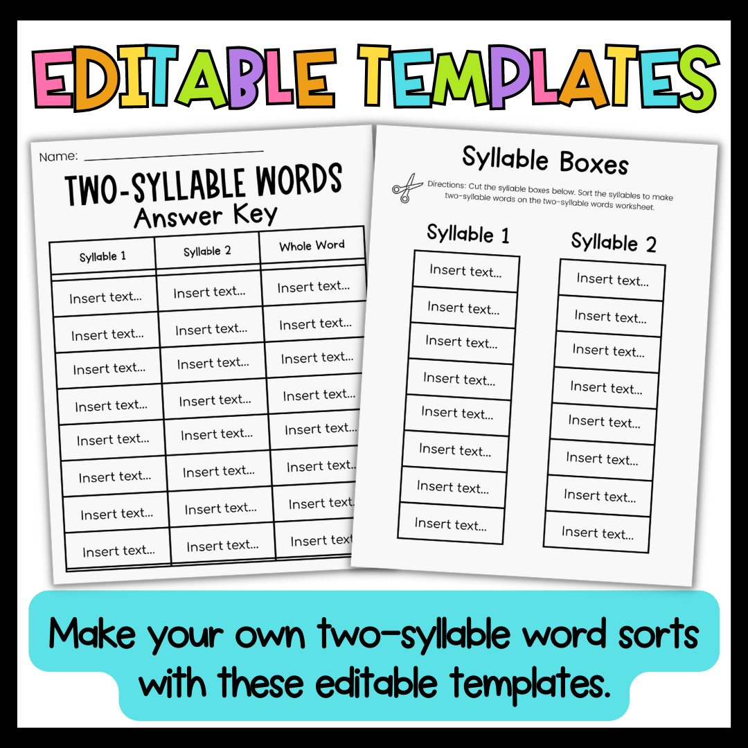 Two Syllable Word Building Sorts Open And Closed Syllables Classful Two Syllable Word Building Sorts Open And Closed Syllables Classful