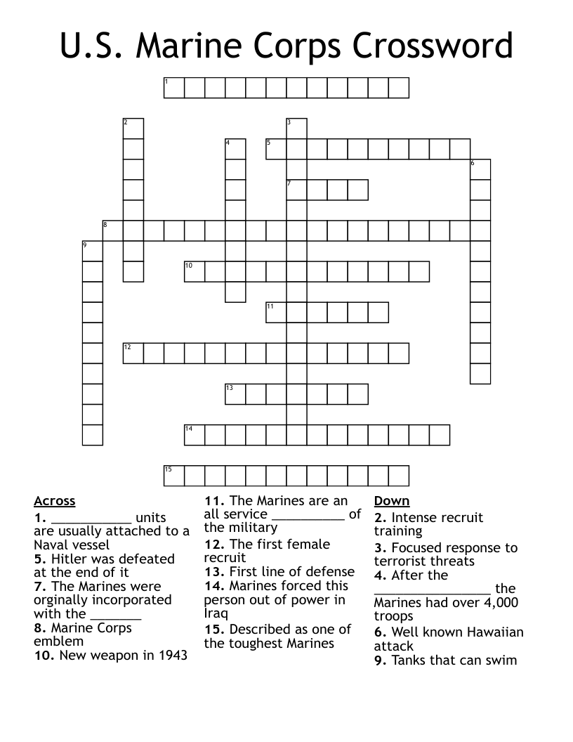 U S Marine Corps Crossword WordMint U S Marine Corps Crossword WordMint