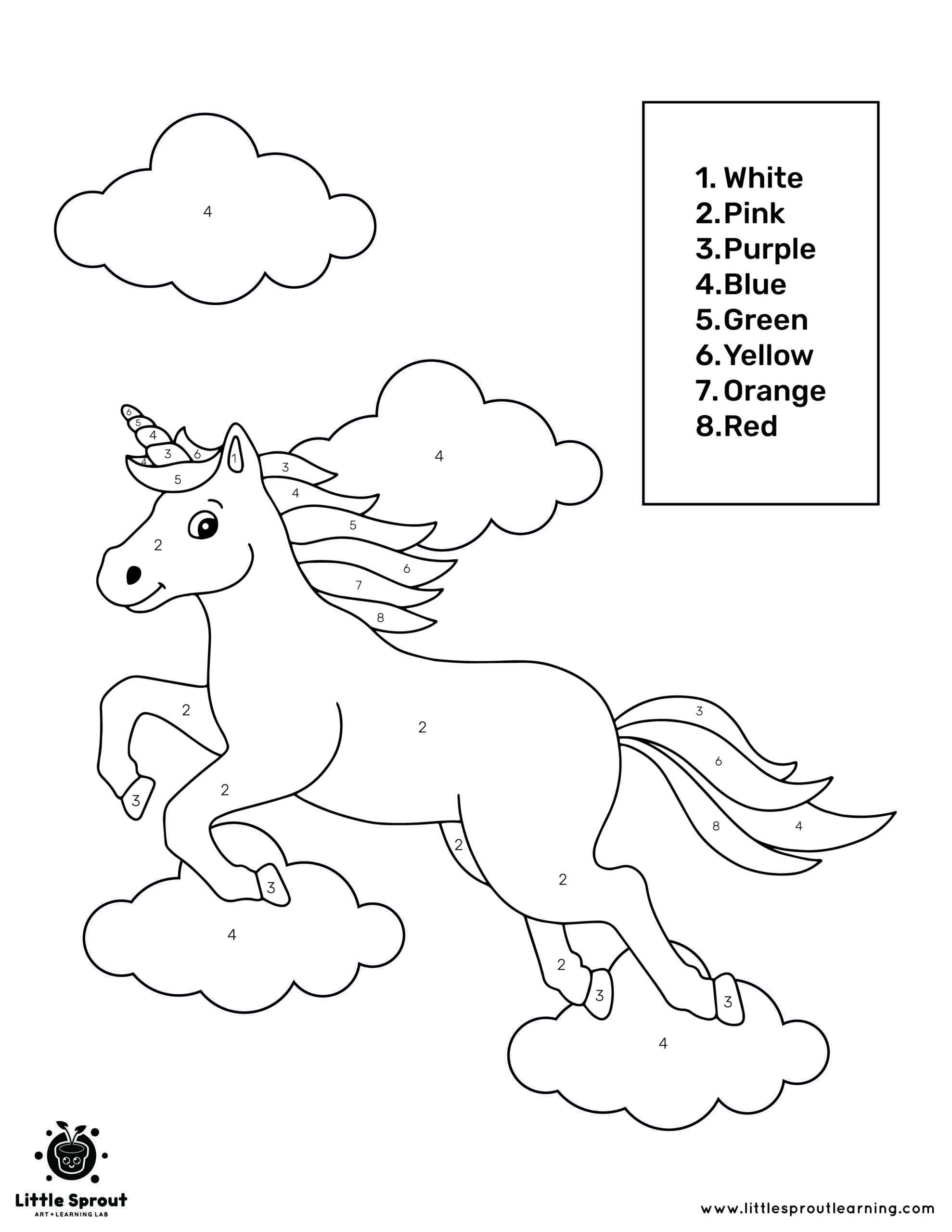 Unicorn Color By Number Easy Little Sprout Art Learning Lab Unicorn Color By Number Easy Little Sprout Art Learning Lab