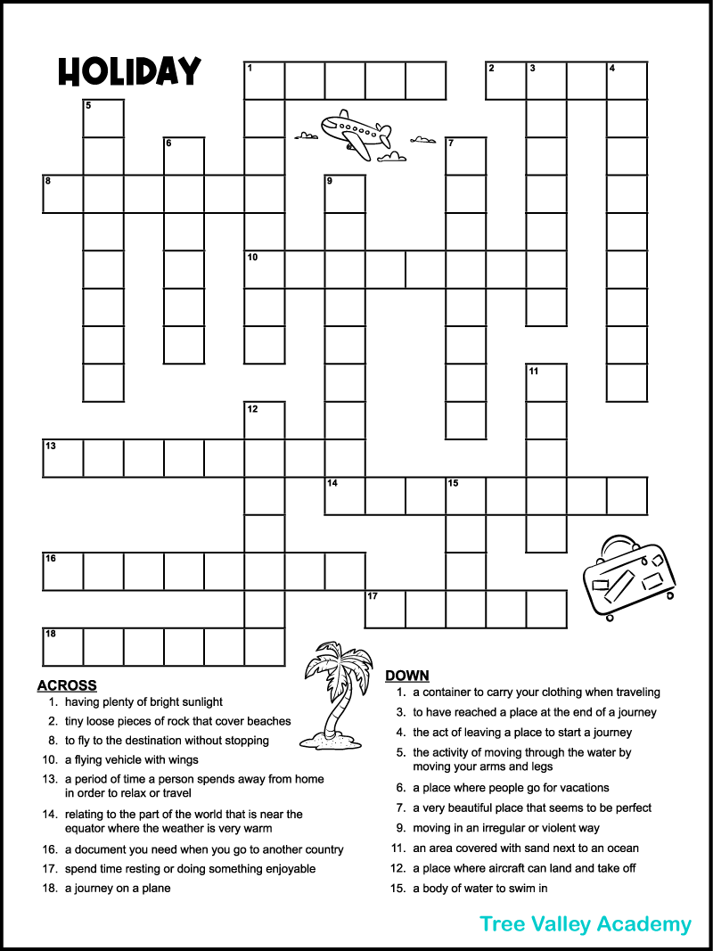 Vacation Crossword Puzzles Tree Valley Academy Vacation Crossword Puzzles Tree Valley Academy