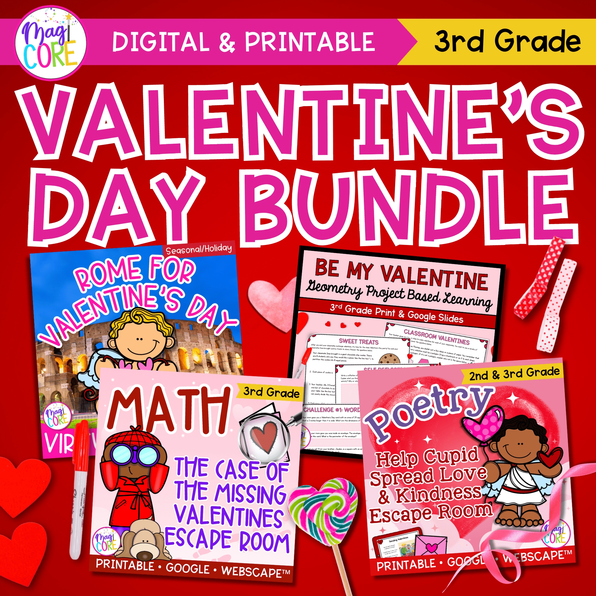 Valentine s Day Bundle 3rd Grade MagiCore