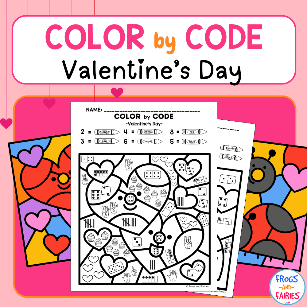 Valentine s Day Color By Code Worksheets No Prep Math Activity For Number Sense