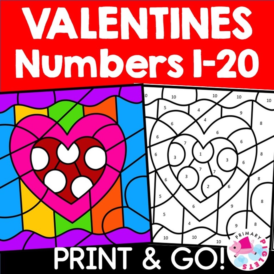 valentine's day math coloring worksheets