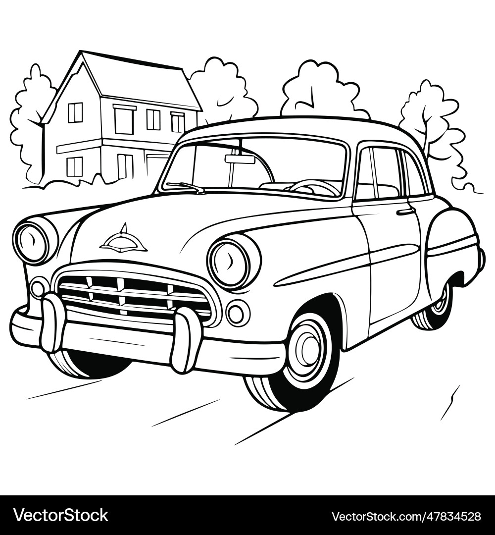 Vintage Car Coloring Page Royalty Free Vector VectorStock