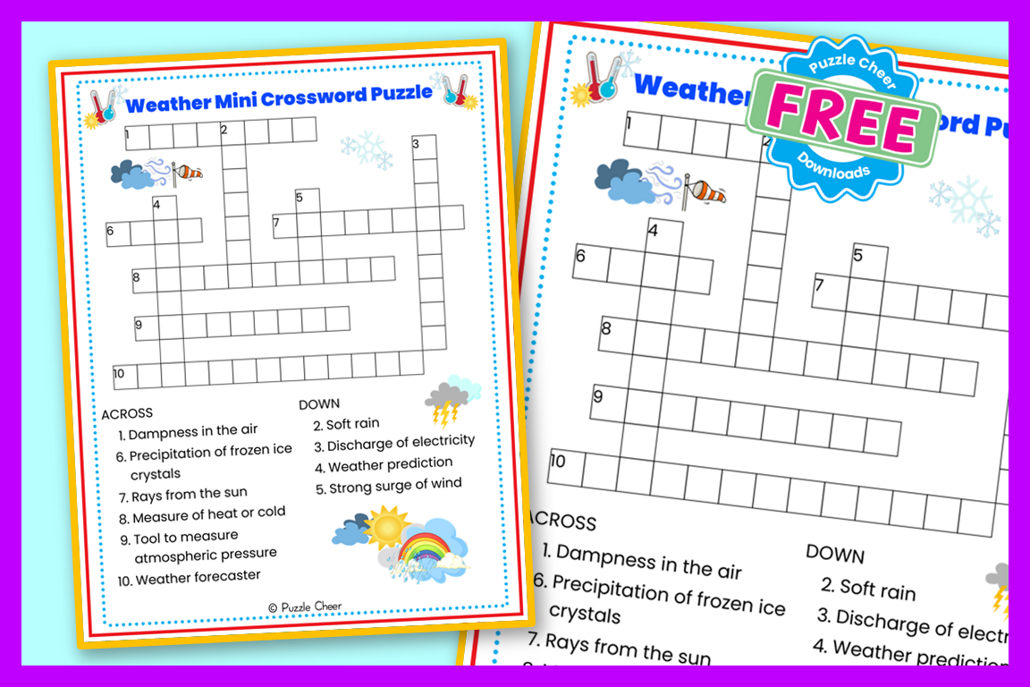 Weather Mini Crossword Puzzle Puzzle Cheer Weather Mini Crossword Puzzle Puzzle Cheer
