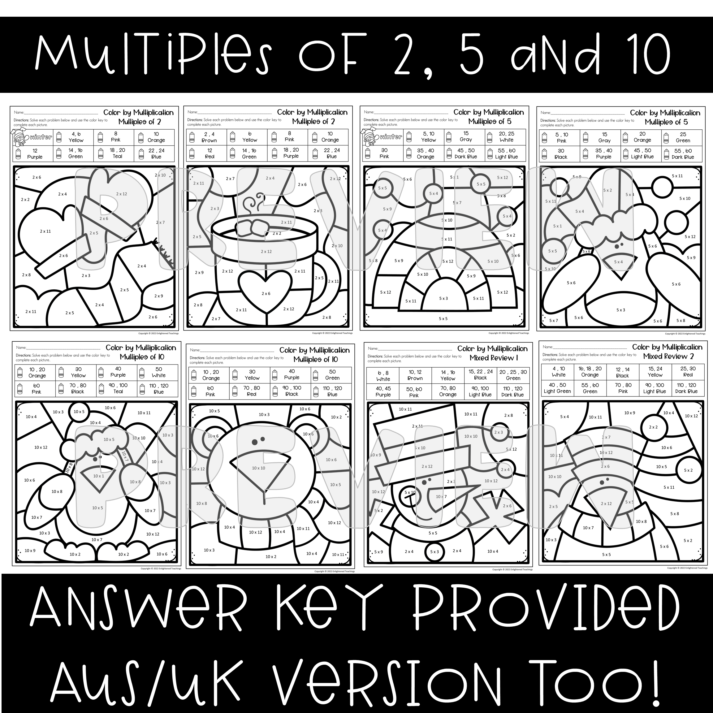 Winter Multiplication Color By Code Number NO PREP Coloring Worksheets Made By Teachers