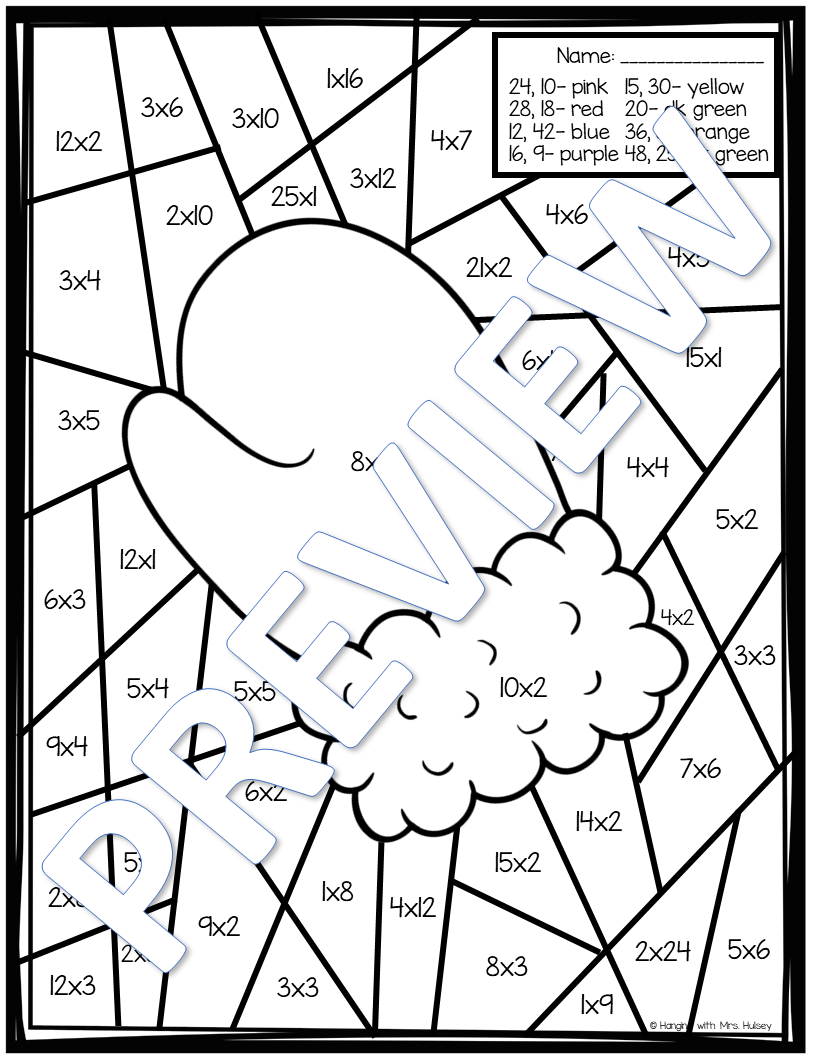 winter color by number multiplication winter color by number multiplication