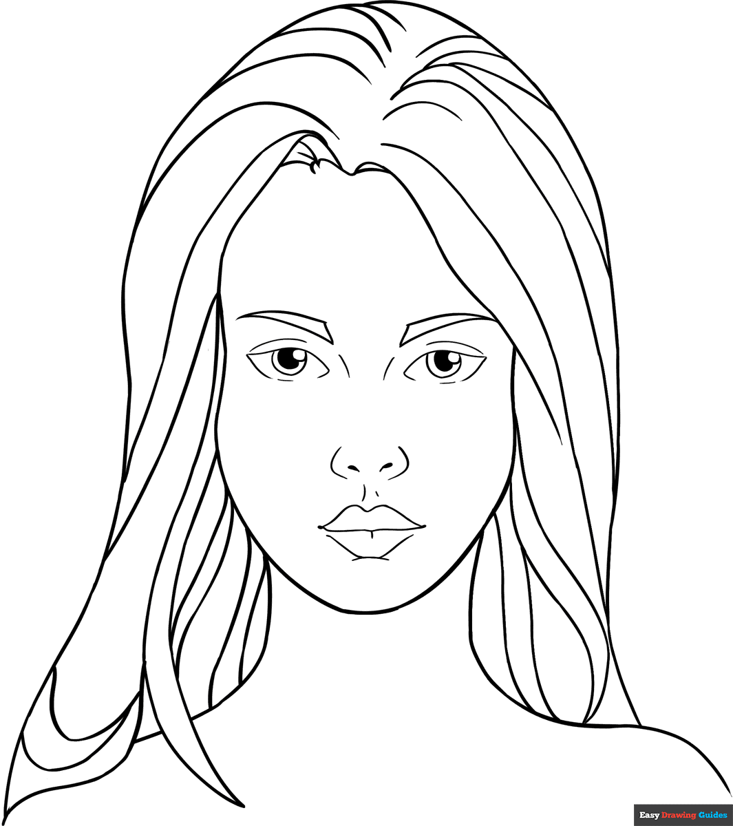 Woman s Face Coloring Page Easy Drawing Guides Woman s Face Coloring Page Easy Drawing Guides