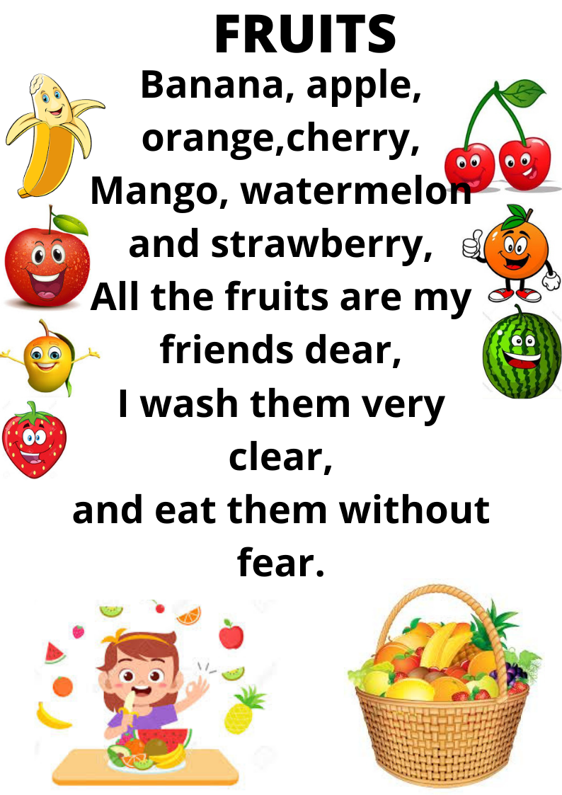Words That Rhyme With Fruit Printable
