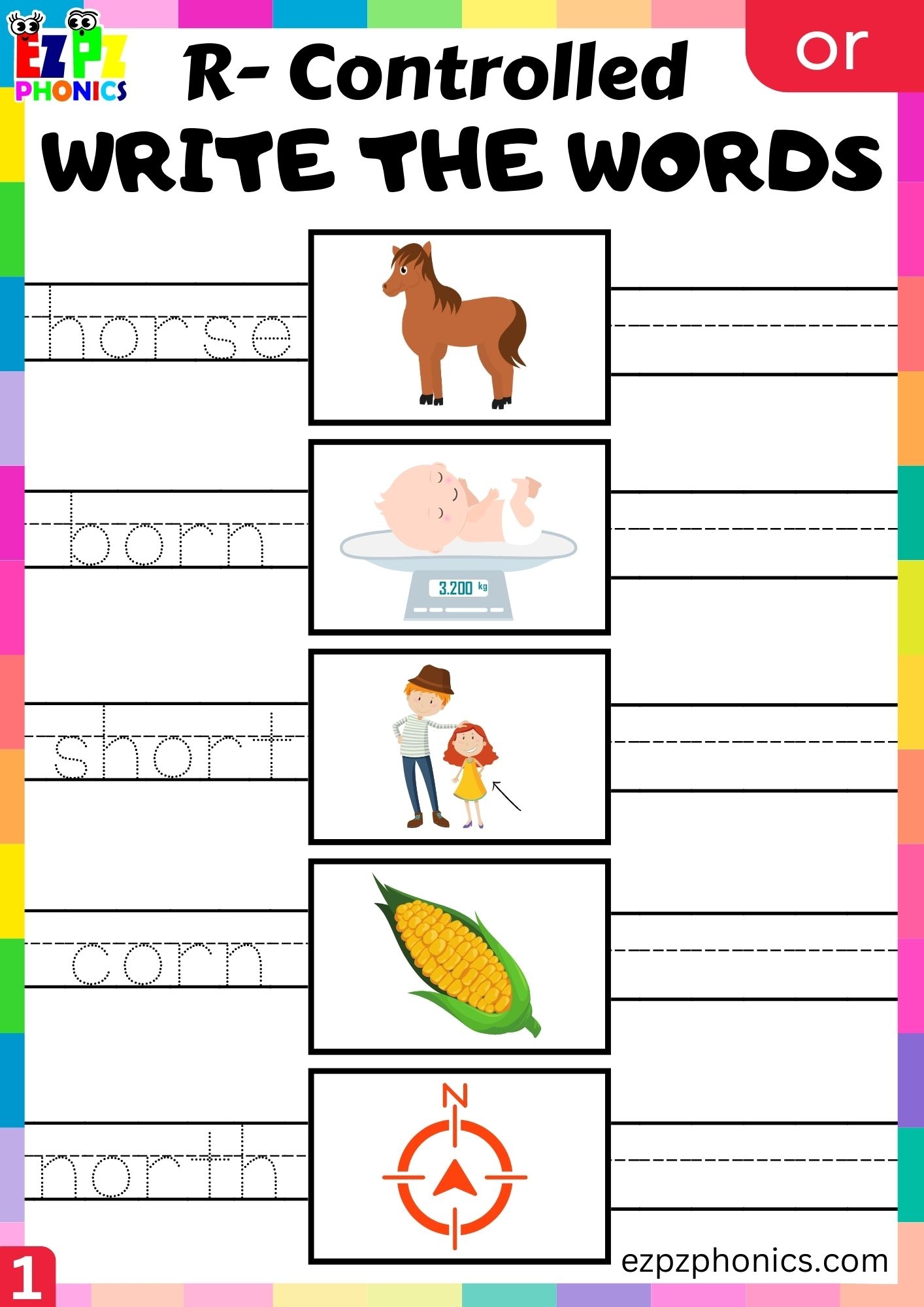 Write The Words Worksheet For Or Words R Controlled Vowels Phonics Group 1 Ezpzphonics Write The Words Worksheet For Or Words R Controlled Vowels Phonics Group 1 Ezpzphonics